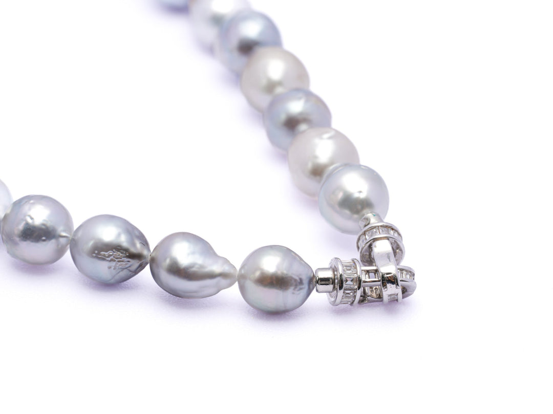 Baroque Tahitian Pearl Necklace with 37 Light Mix Pearls, 17-Inch Chain.
