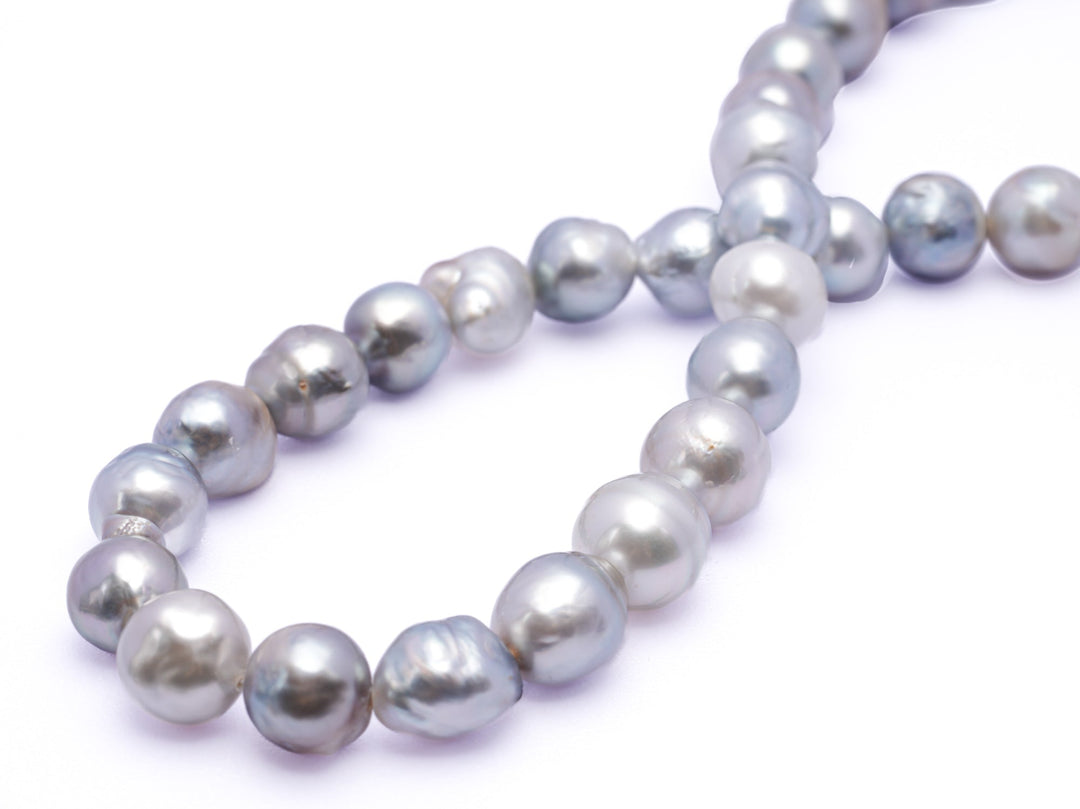 Baroque Tahitian Pearl Necklace with 37 Light Mix Pearls, 17-Inch Chain.