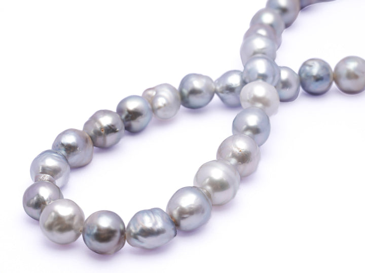 Baroque Tahitian Pearl Necklace with 37 Light Mix Pearls, 17-Inch Chain.