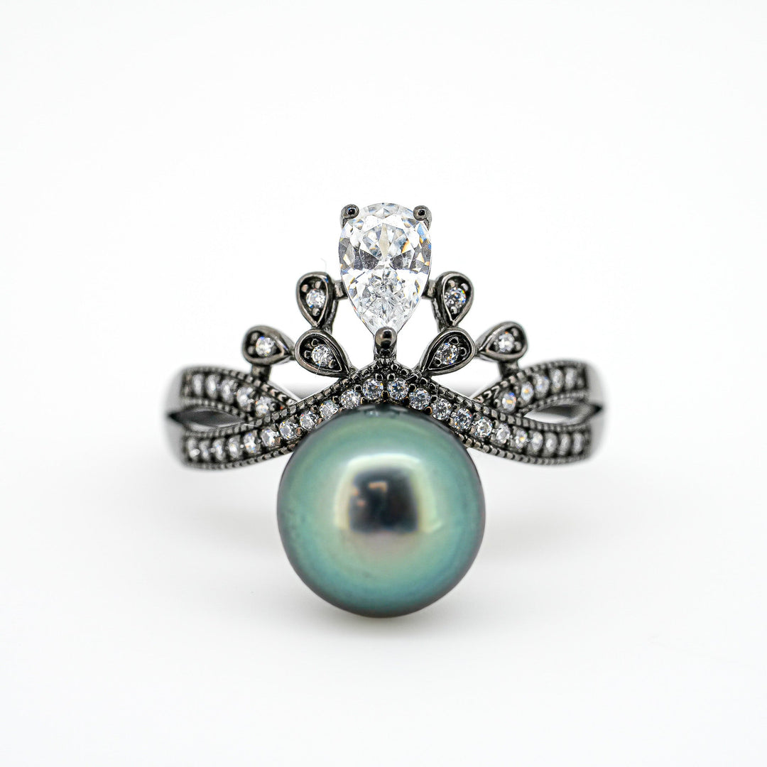 "Queen" Pearl Ring: Royal Tahitian Pearl Jewelry Gift - SHM971 OR8