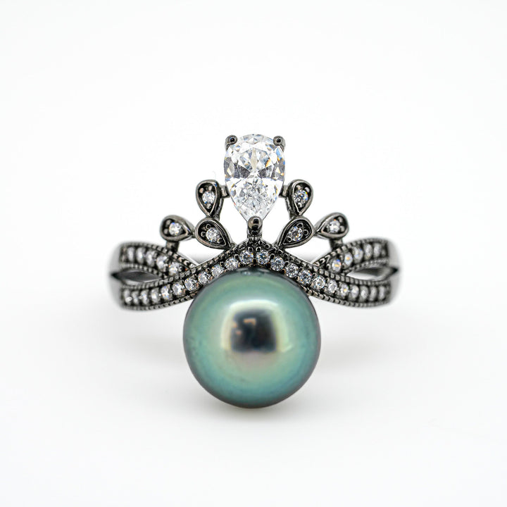 "Queen" Pearl Ring: Royal Tahitian Pearl Jewelry Gift - SHM971 OR8