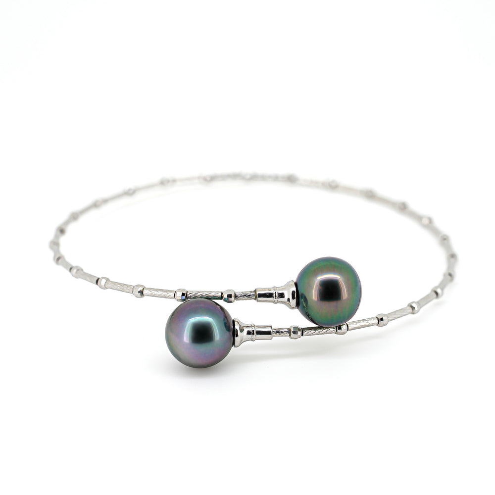 10mm Green Cherry Tahitian Pearl Bracelet with Adjustable Silver Chain