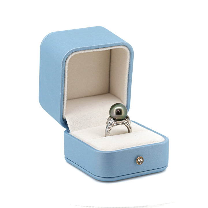 18K Tahitian Pearl & Diamond Ring - In a box