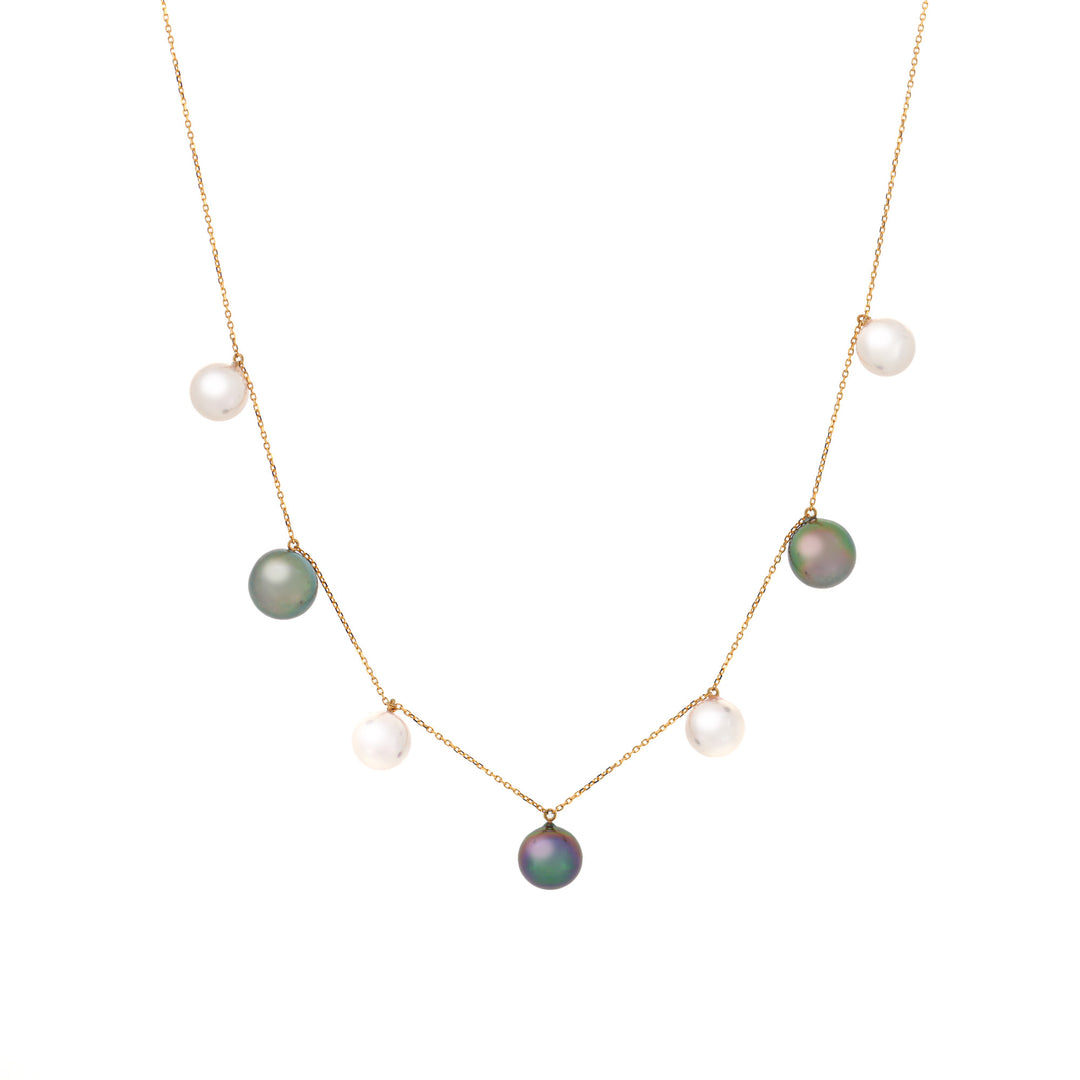 18k Gold Necklace with Tahitian & Akoya Pearls