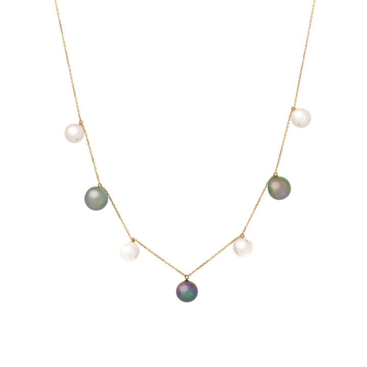 18k Gold Necklace with Tahitian & Akoya Pearls