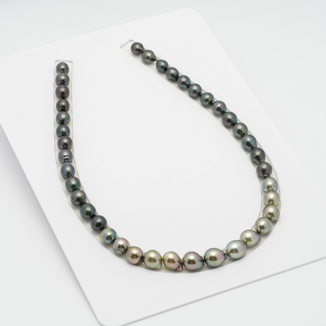 39pcs Dark & Light 8-10mm - SB AAA/AA Quality Tahitian Pearl Necklace.