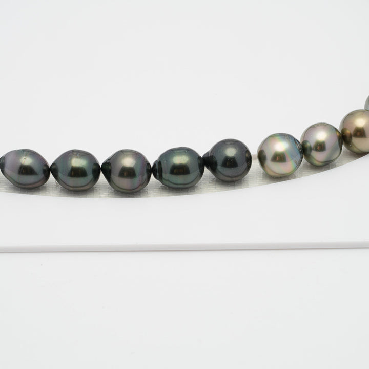 39pcs Dark & Light 8-10mm - SB AAA/AA Quality Tahitian Pearl Necklace.