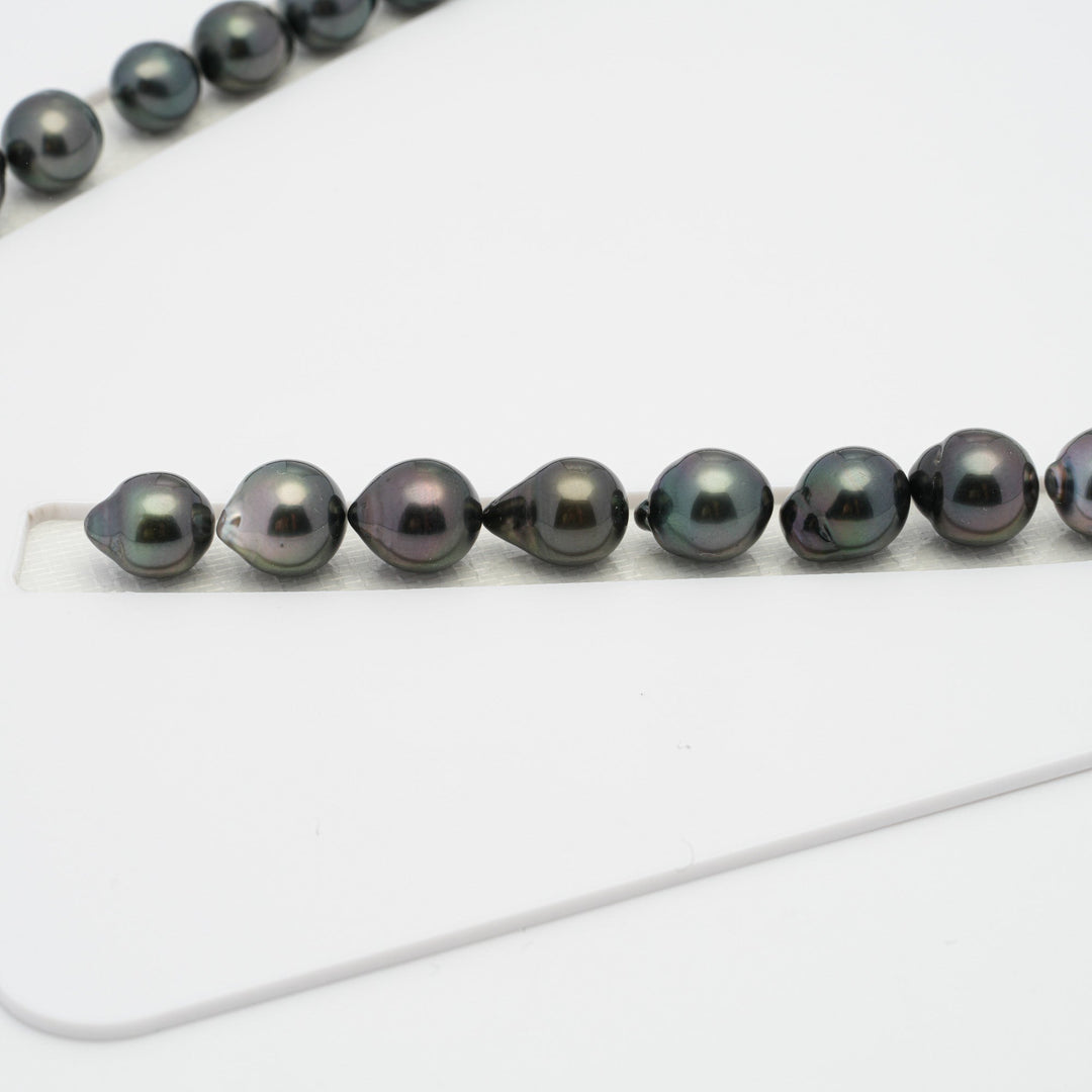 39pcs Dark & Light 8-10mm - SB AAA/AA Quality Tahitian Pearl Necklace.