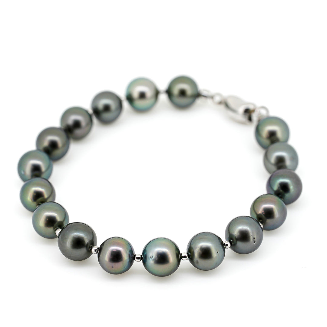 Elegant 7.1-Inch Multicolor 8mm Tahitian Pearl Bracelet in 925 Silver