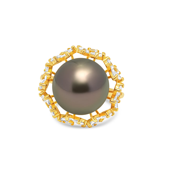 1pcs Tahitian Pearl Ring 925 Silver SHM1407 OR11