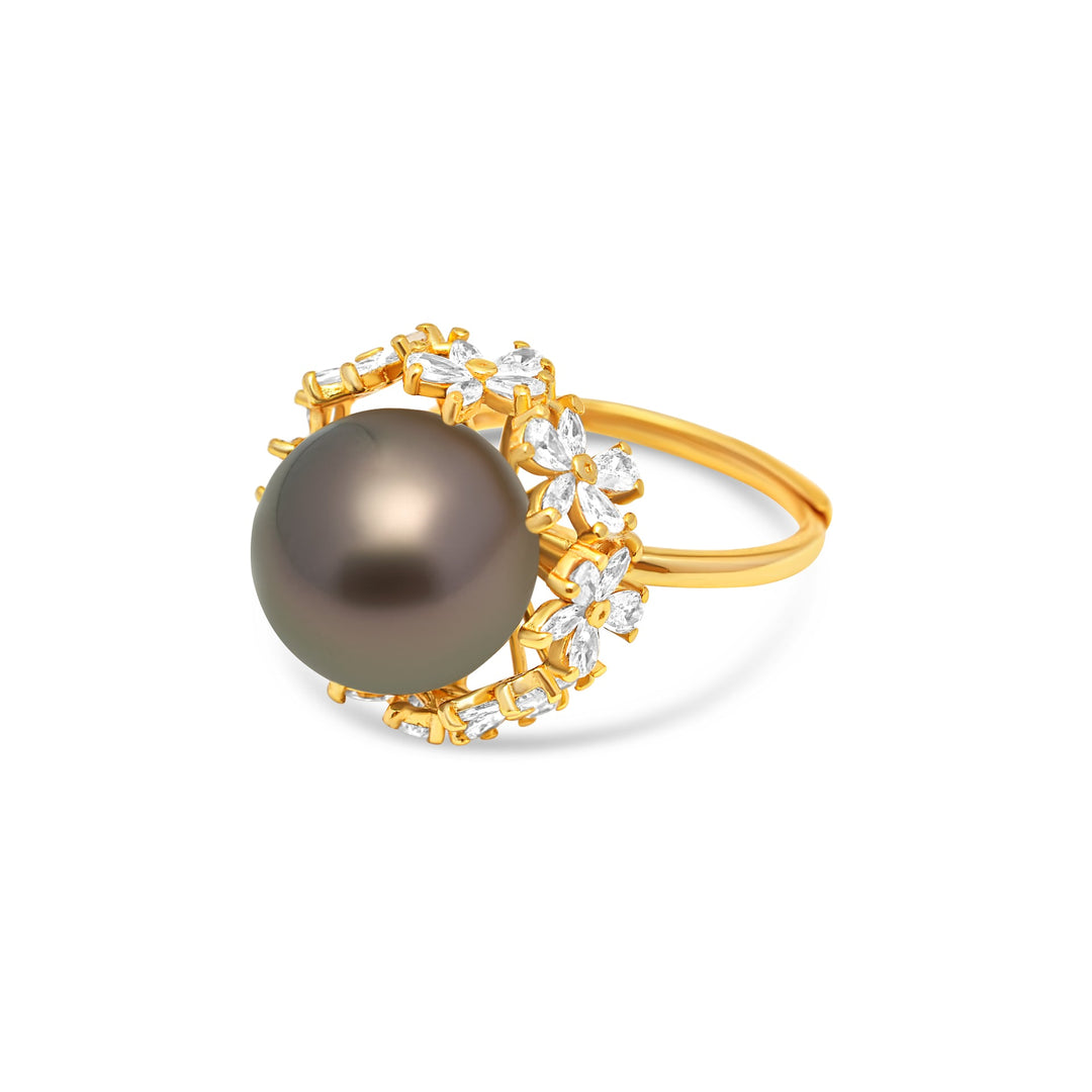 1pcs Tahitian Pearl Ring 925 Silver SHM1407 OR11