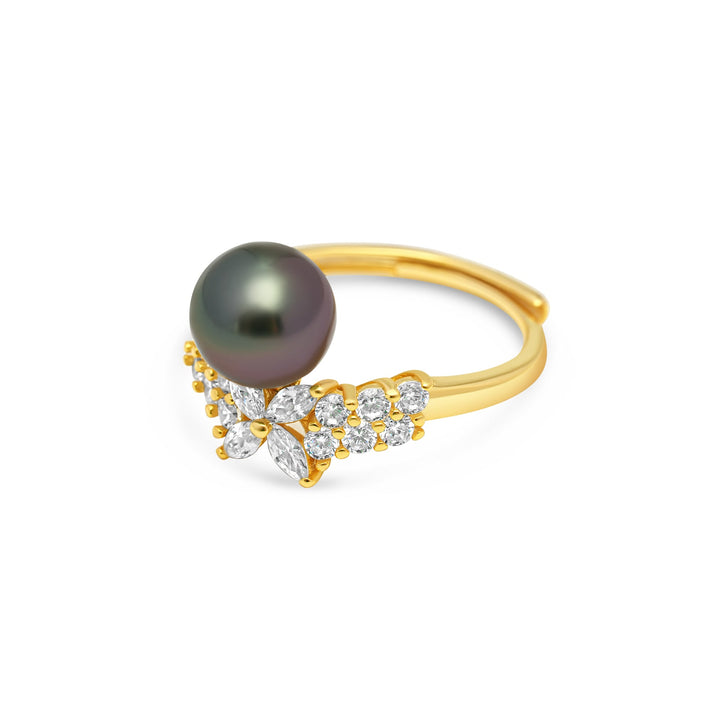 1pcs Tahitian Pearl Ring 925 Silver SHM1410 OR12