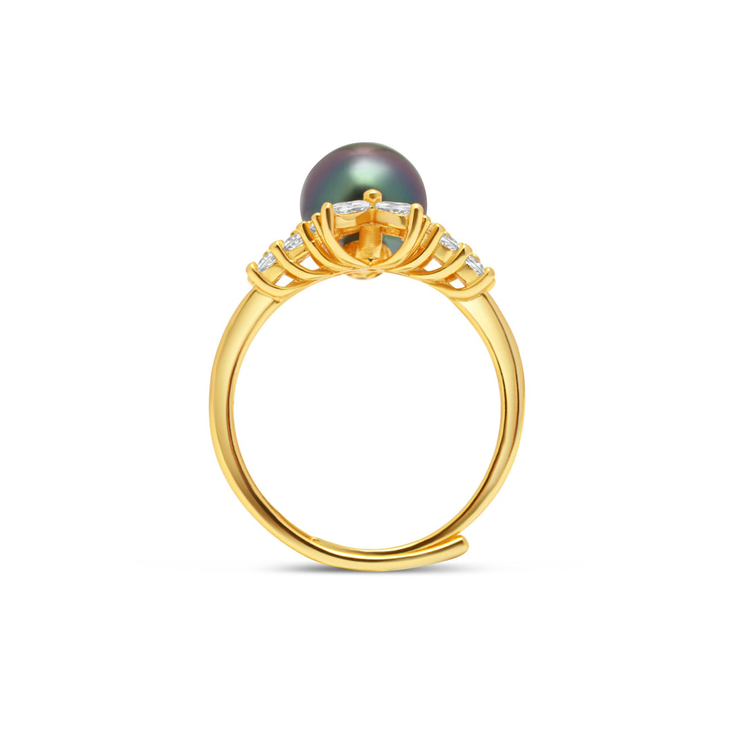 1pcs Tahitian Pearl Ring 925 Silver SHM1410 OR12
