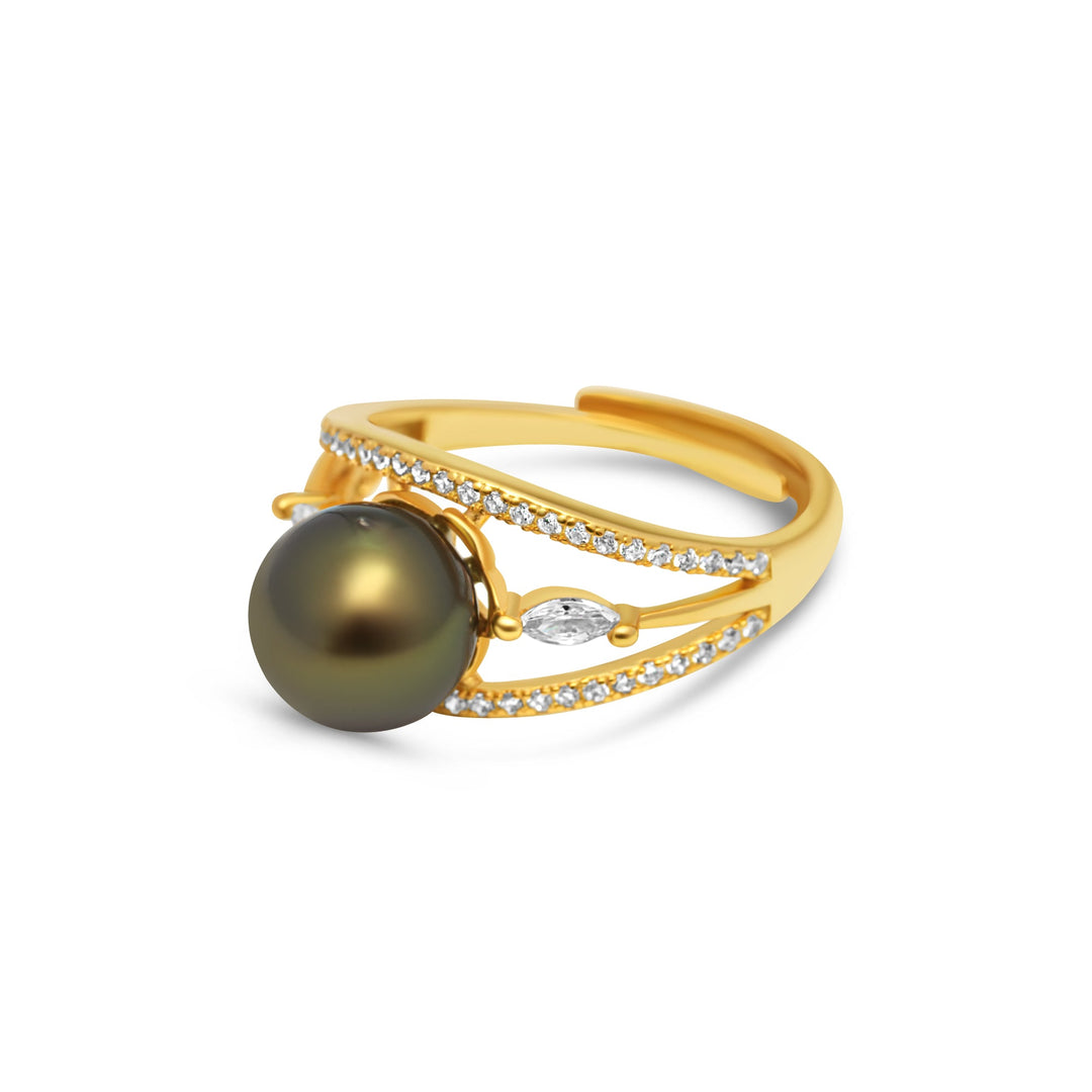 1pcs Tahitian Pearl Ring 925 Silver SHM1415 OR10