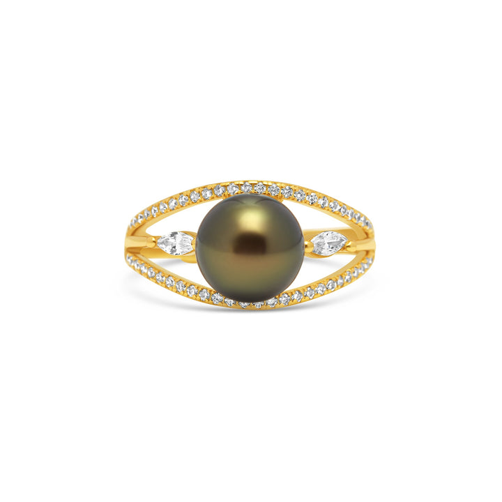 1pcs Tahitian Pearl Ring 925 Silver SHM1415 OR10