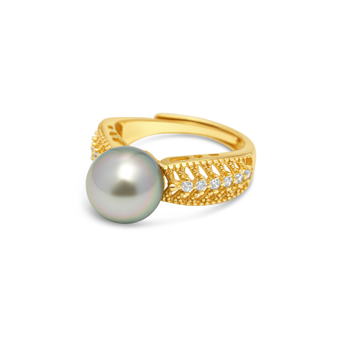 1pcs Tahitian Pearl Ring 925 Silver SHM1437