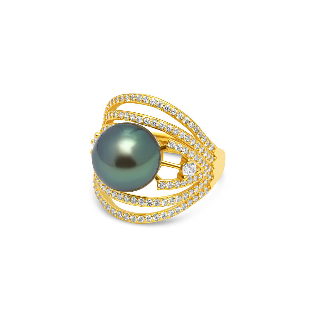 1pcs Tahitian Pearl Ring 925 Silver SHM1646 THMIX4