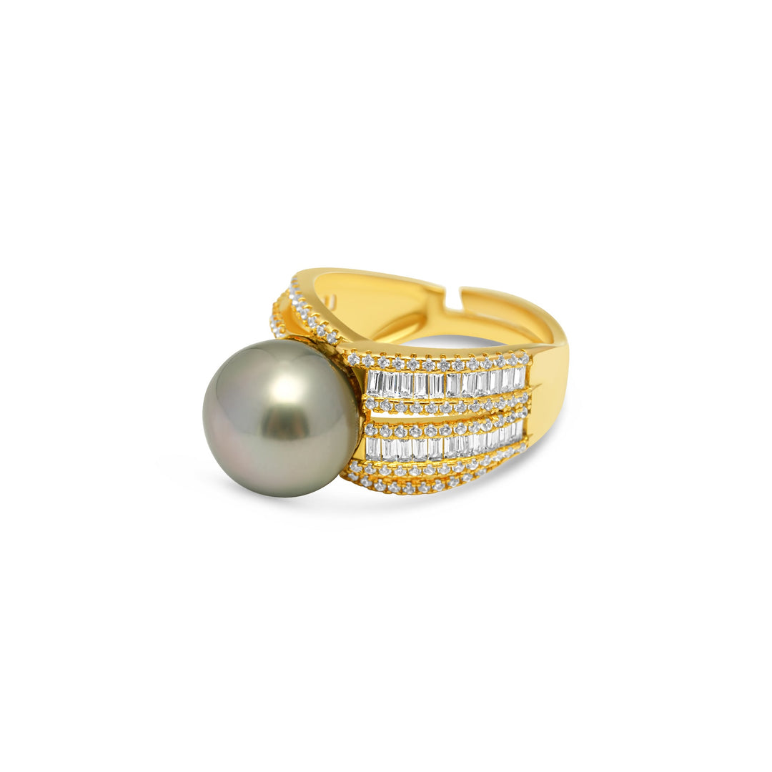 1pcs Tahitian Pearl Ring 925 Silver SHM2121