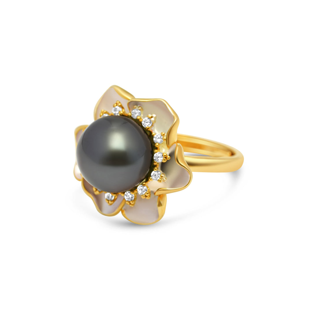 1pcs Tahitian Pearl Ring 925 Silver SHM847 TH2