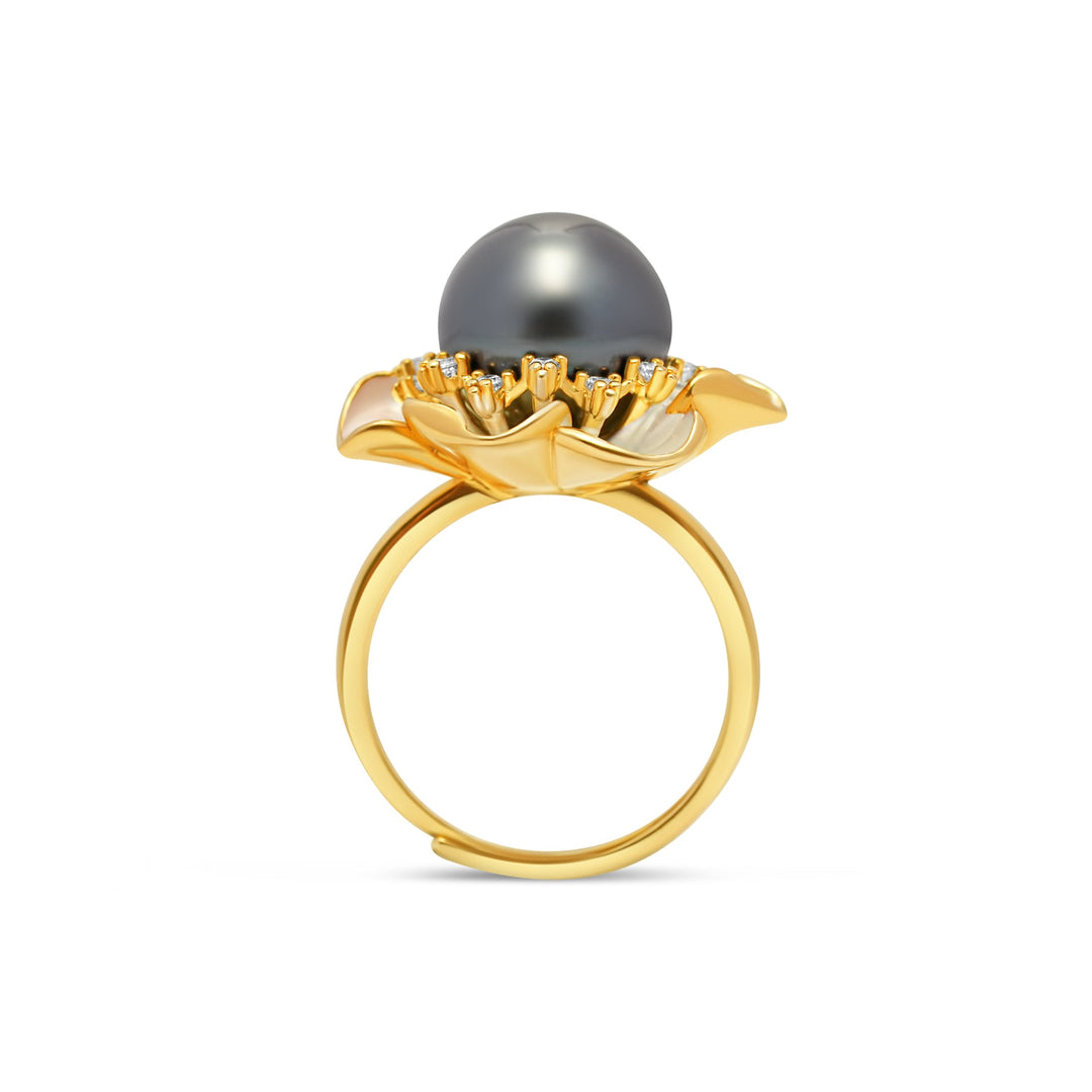 1pcs Tahitian Pearl Ring 925 Silver SHM847 TH2