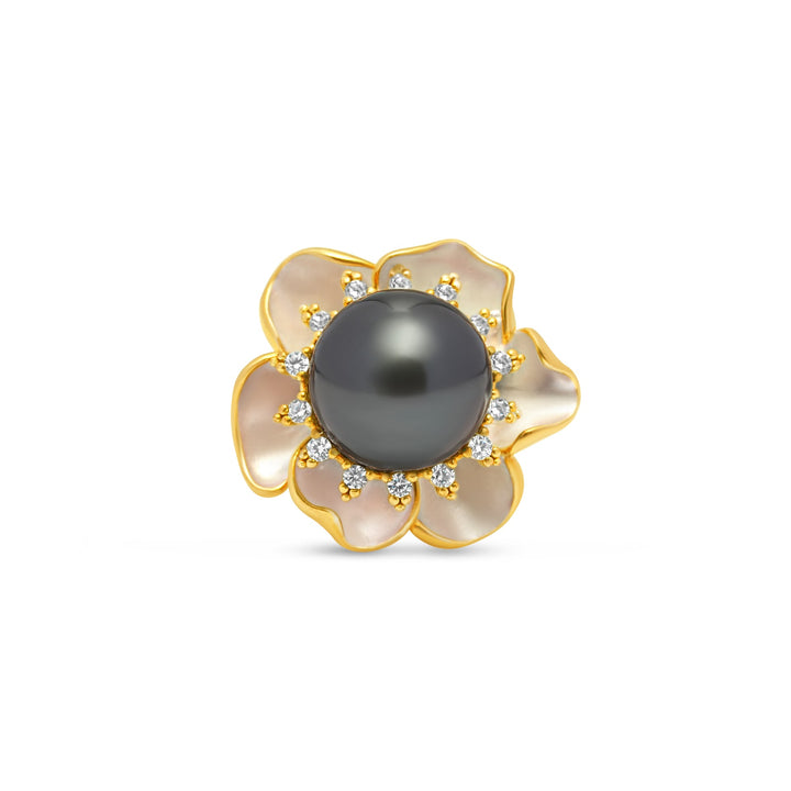 1pcs Tahitian Pearl Ring 925 Silver SHM847 TH2