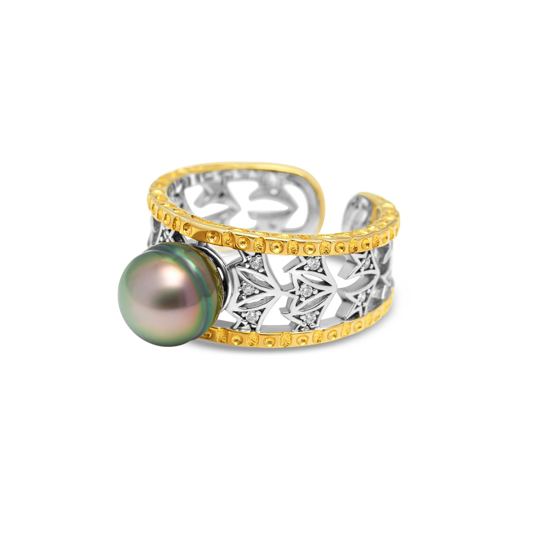 1pcs Tahitian Pearl Ring 925 Silver SHM925 OR7