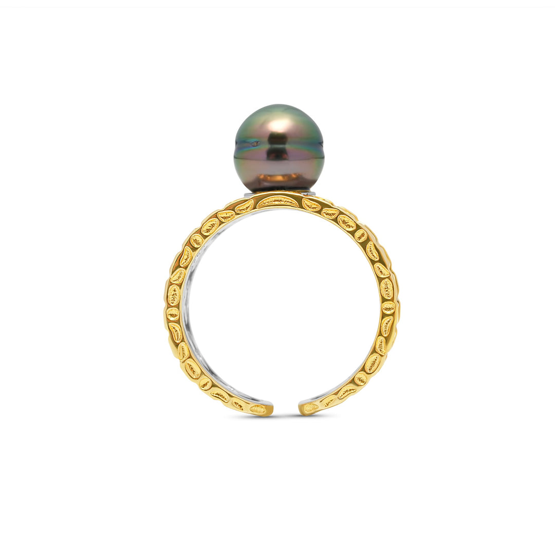 1pcs Tahitian Pearl Ring 925 Silver SHM925 OR7
