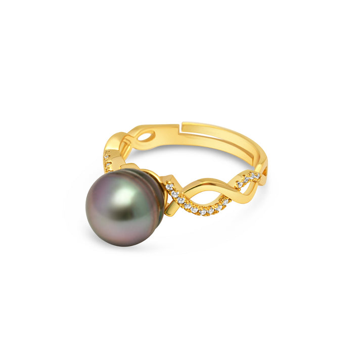 1pcs Tahitian Pearl Ring 925 Silver SHM940 OR7