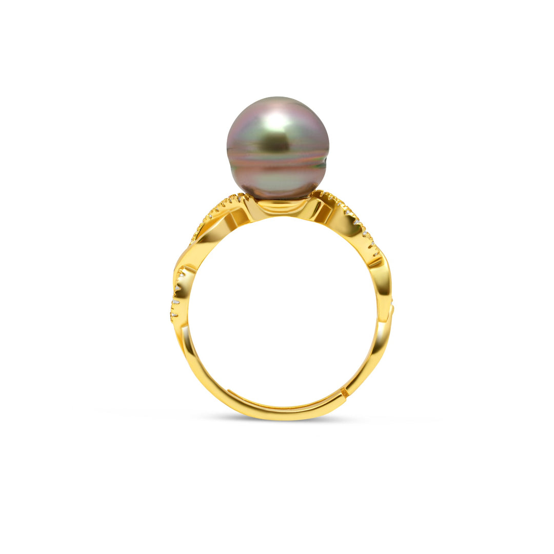 1pcs Tahitian Pearl Ring 925 Silver SHM940 OR7