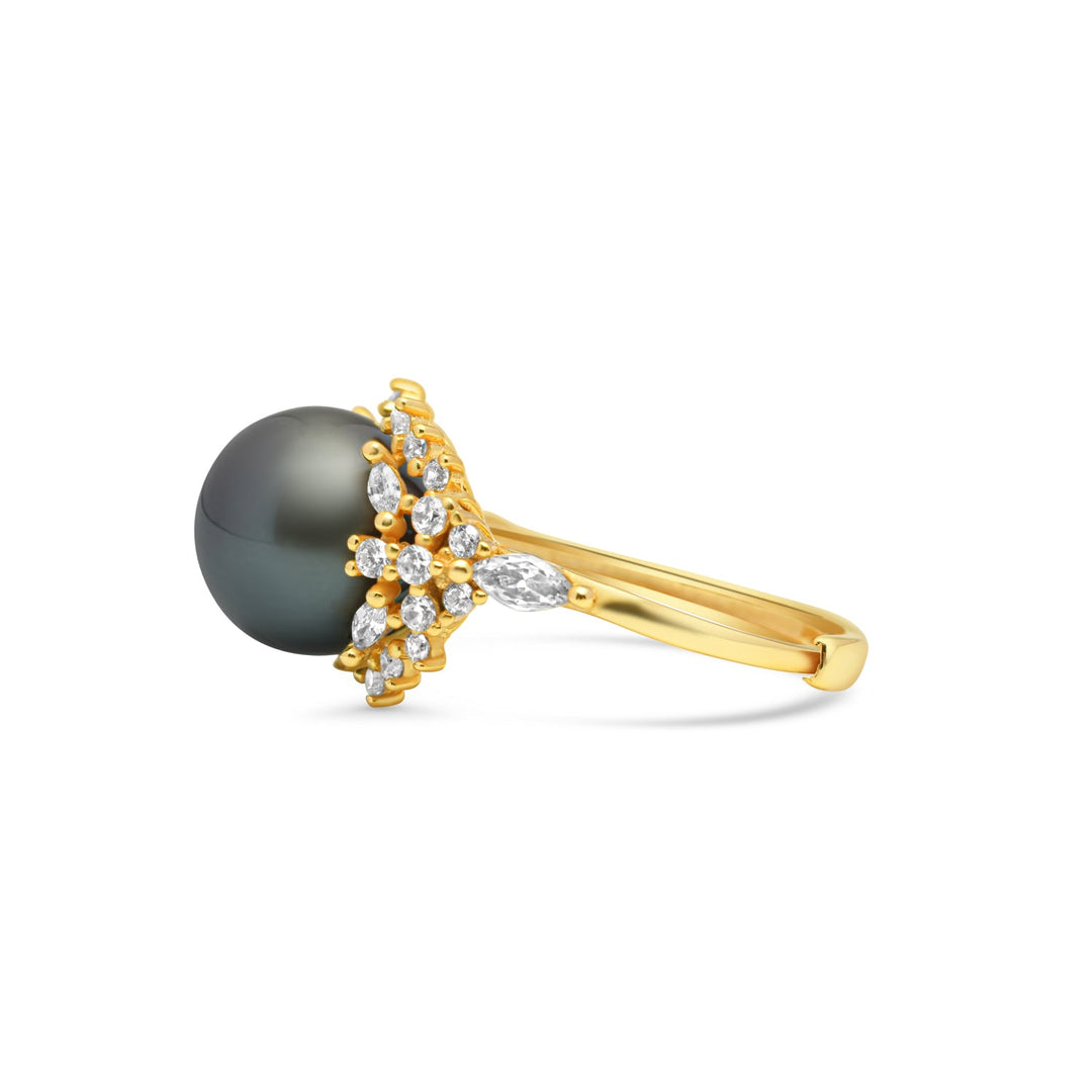 925 Sterling Silver Tahitian Pearl Ring SHM1401