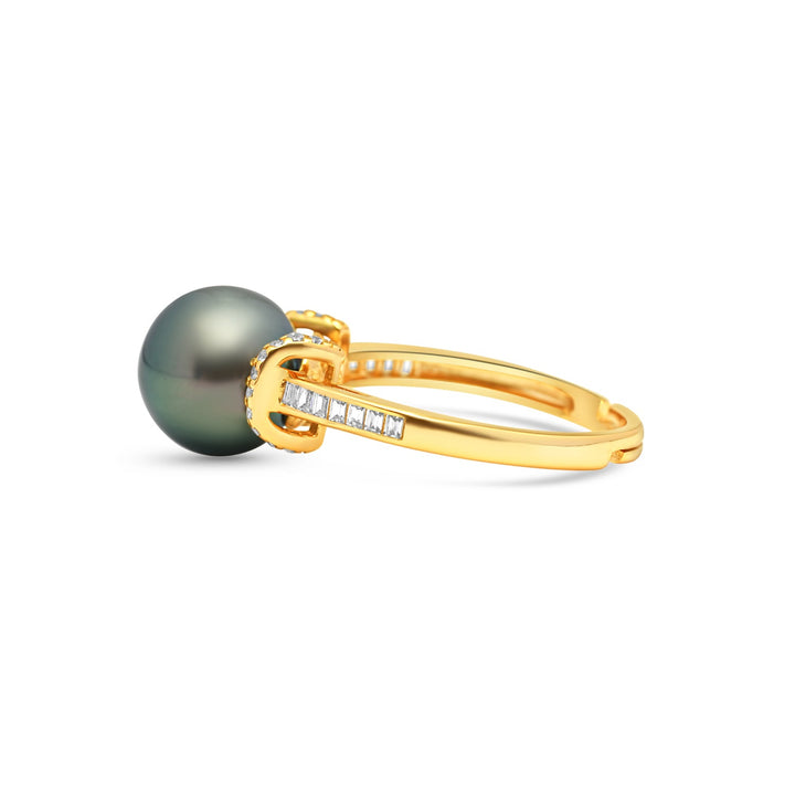 925 Sterling Silver Tahitian Pearl Ring SHM1394