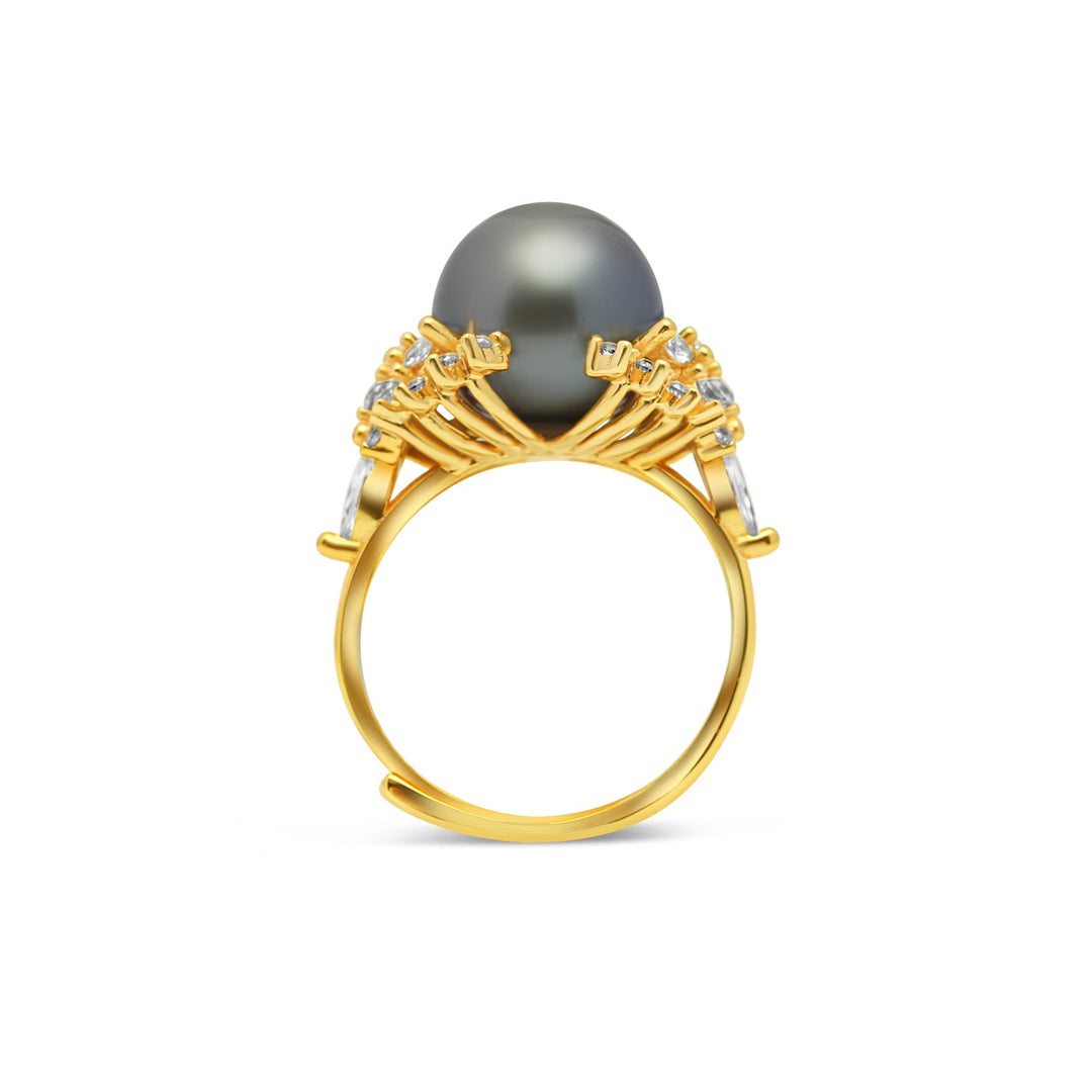 925 Sterling Silver Tahitian Pearl Ring SHM1401