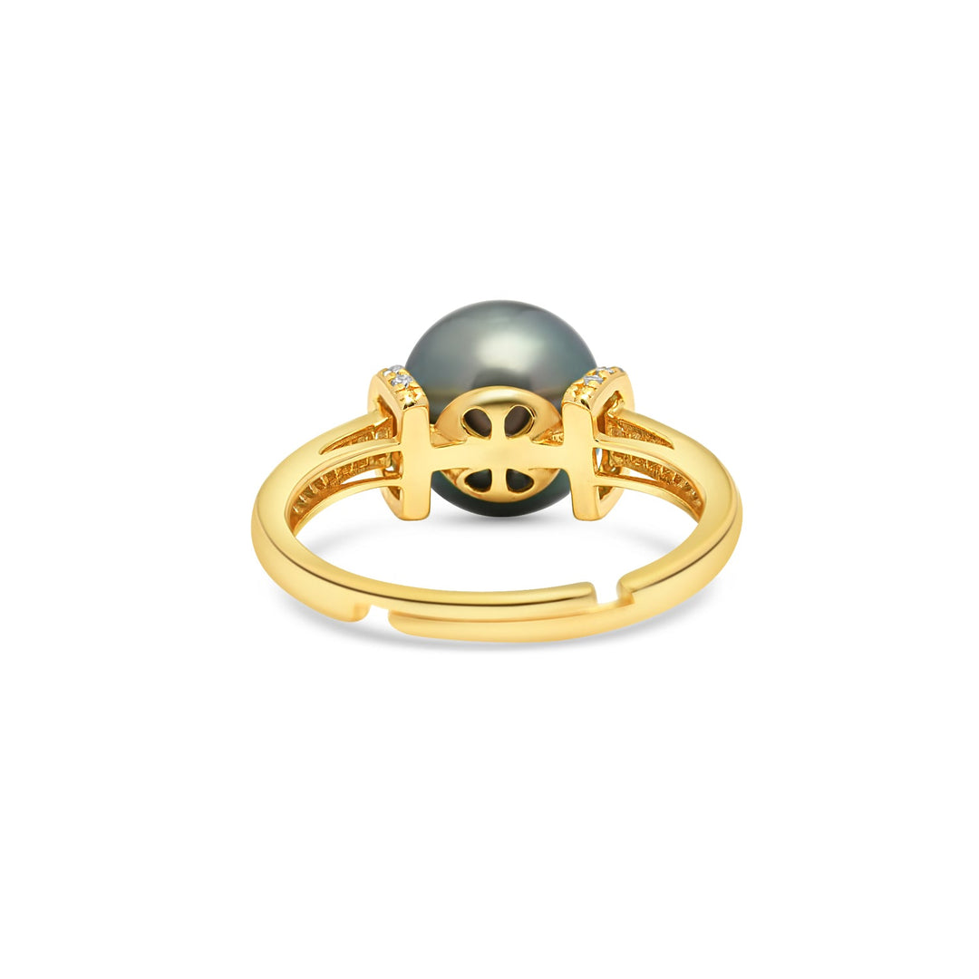 925 Sterling Silver Tahitian Pearl Ring SHM1394