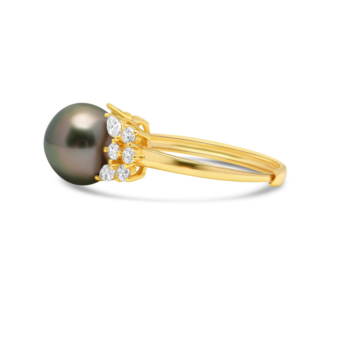 925 Sterling Silver Tahitian Pearl Ring SHM1379