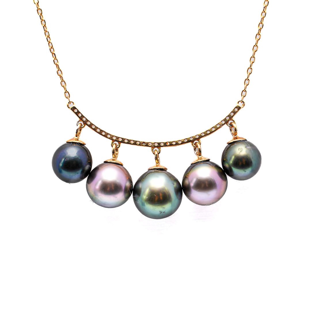 17-Inch Silver Tahitian Pearl Necklace with 8-9mm Multicolor Pearls. Ref:SHM616