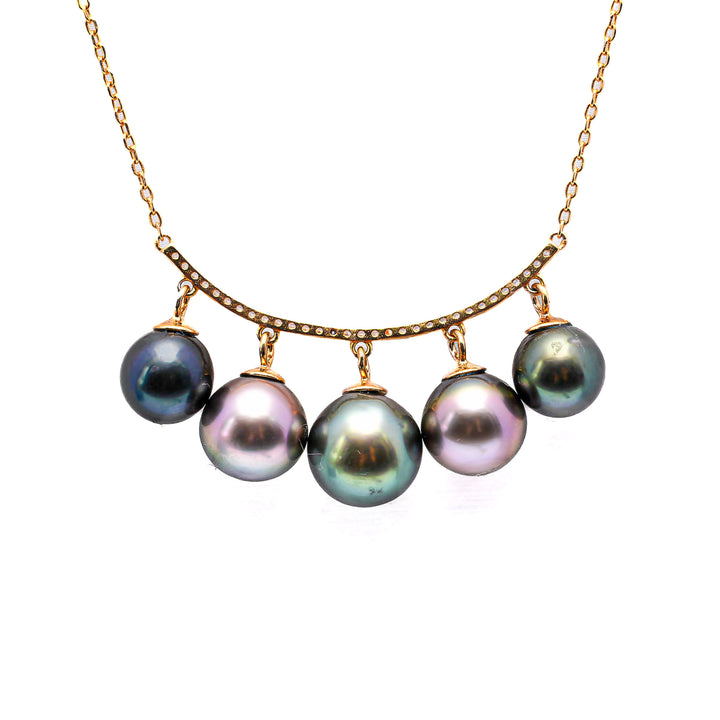 17-Inch Silver Tahitian Pearl Necklace with 8-9mm Multicolor Pearls. Ref:SHM616