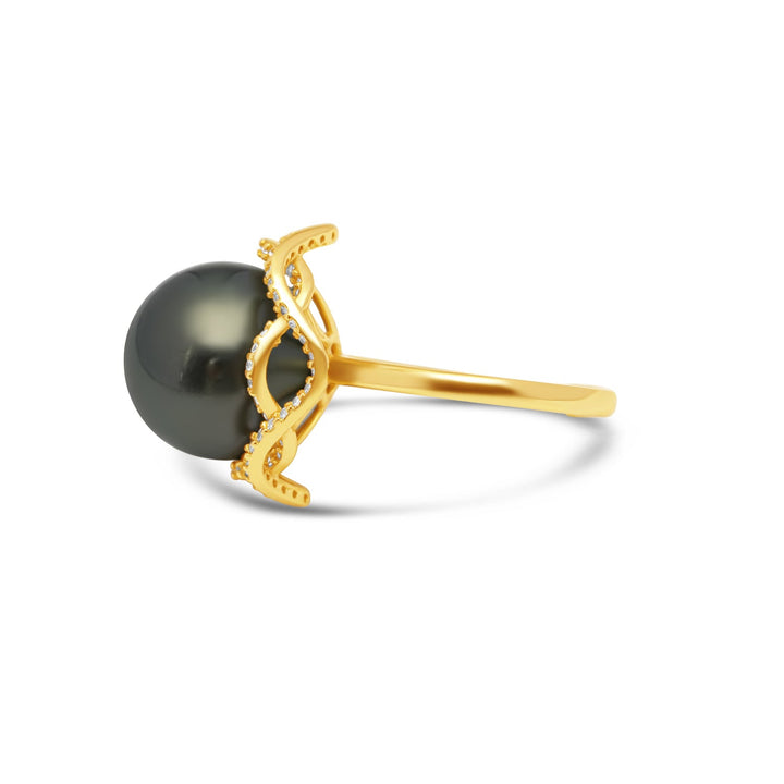 925 Sterling Silver Tahitian Pearl Ring SHM1406