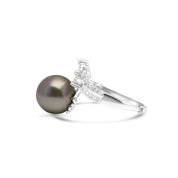 925 Sterling Silver Tahitian Pearl Ring SHM1392