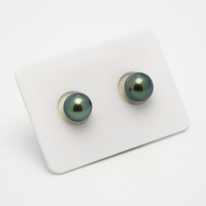 2pcs Blue Green 8.8-9mm - SR AAA Quality Tahitian Pearl Pair ER1589 OR10