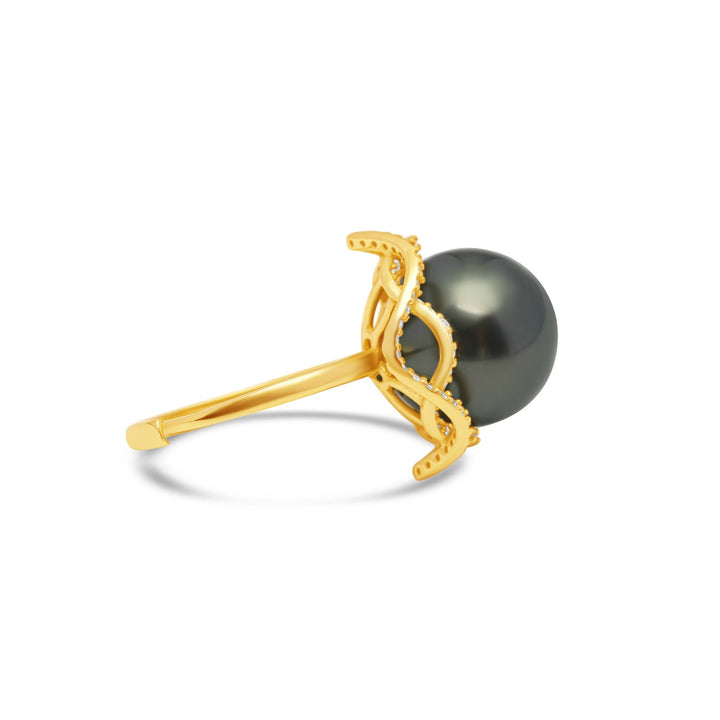 925 Sterling Silver Tahitian Pearl Ring SHM1406