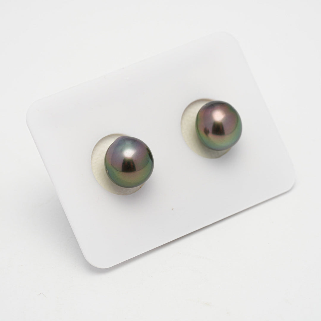 2pcs Green Cherry 9.1-9.5mm - SB AAA Quality Tahitian Pearl Pair ER1592 OR1