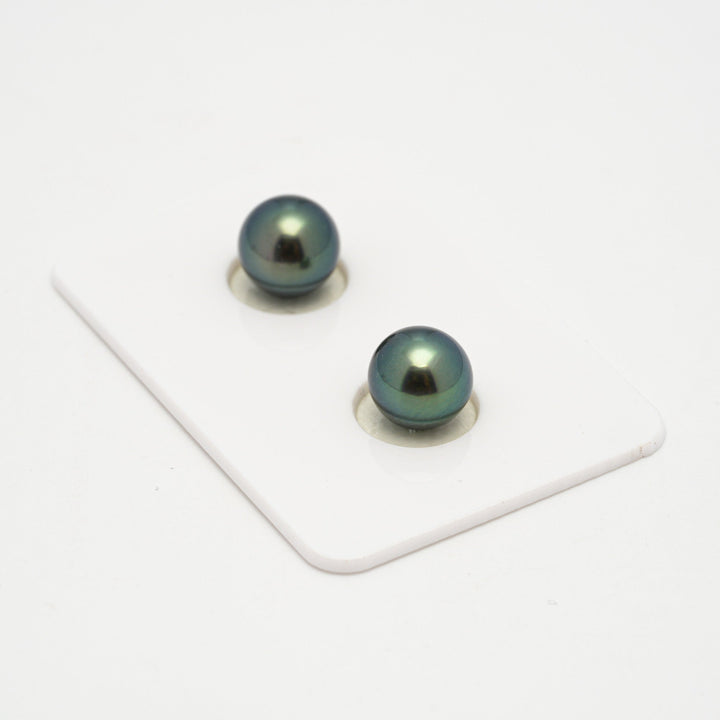 2pcs Blue Green 8.8-9mm - SR AAA Quality Tahitian Pearl Pair ER1589 OR10