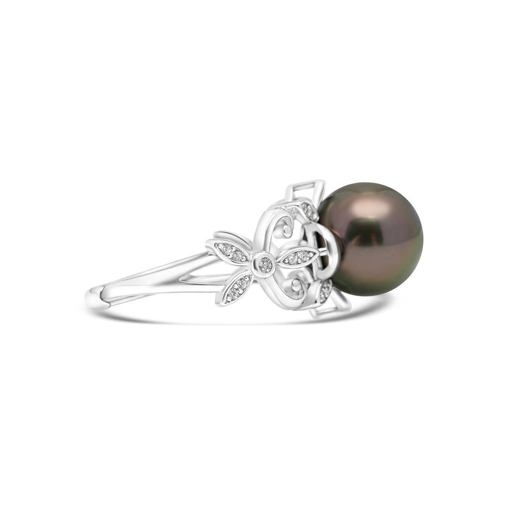 925 Sterling Silver Tahitian Pearl Ring SHM1389