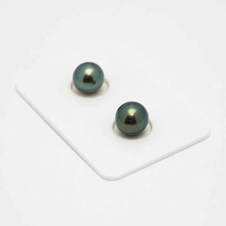 2pcs Blue Green 8.8-9mm - SR AAA Quality Tahitian Pearl Pair ER1589 OR10