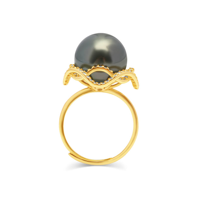 925 Sterling Silver Tahitian Pearl Ring SHM1406