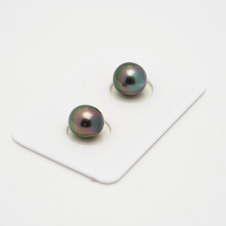 2pcs Green Cherry 9.1-9.5mm - SB AAA Quality Tahitian Pearl Pair ER1592 OR1