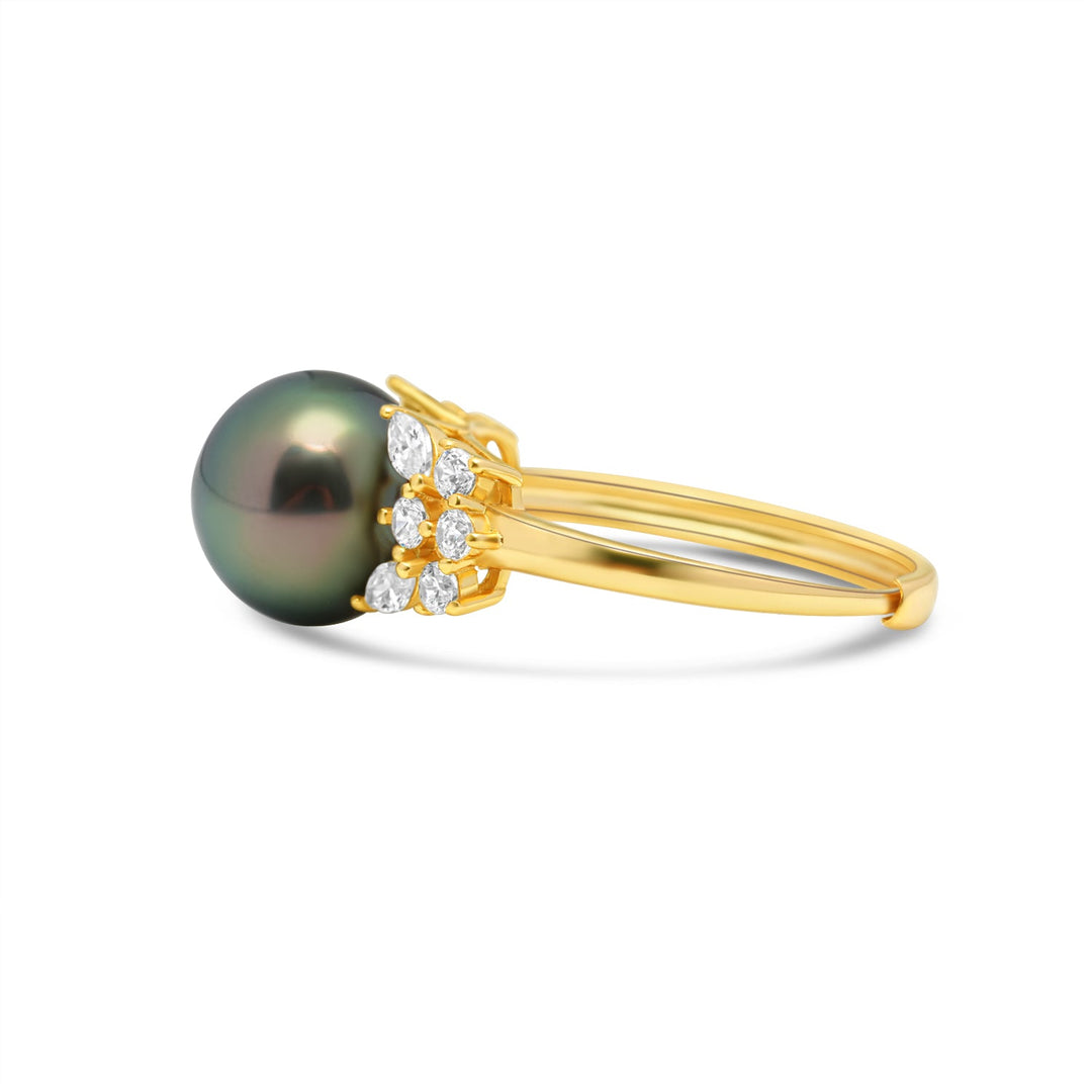 925 Sterling Silver Tahitian Pearl Ring SHM1379