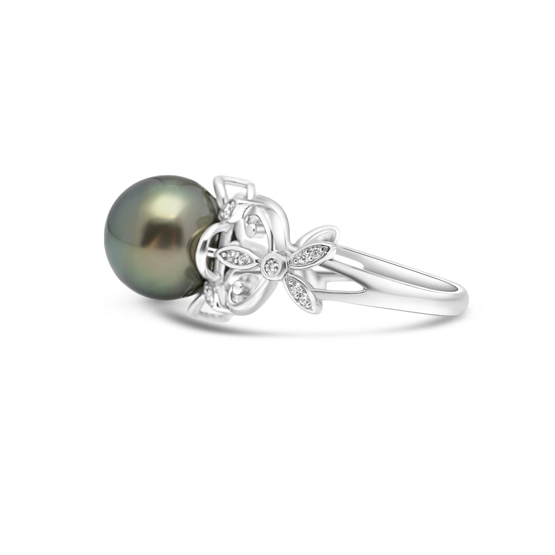 925 Sterling Silver Tahitian Pearl Ring SHM1389