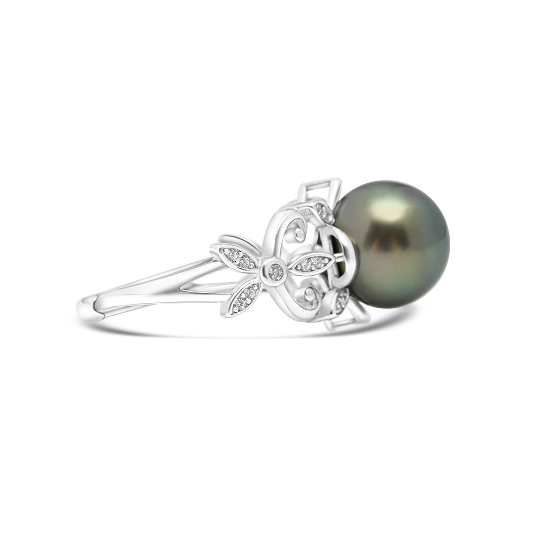 925 Sterling Silver Tahitian Pearl Ring SHM1389