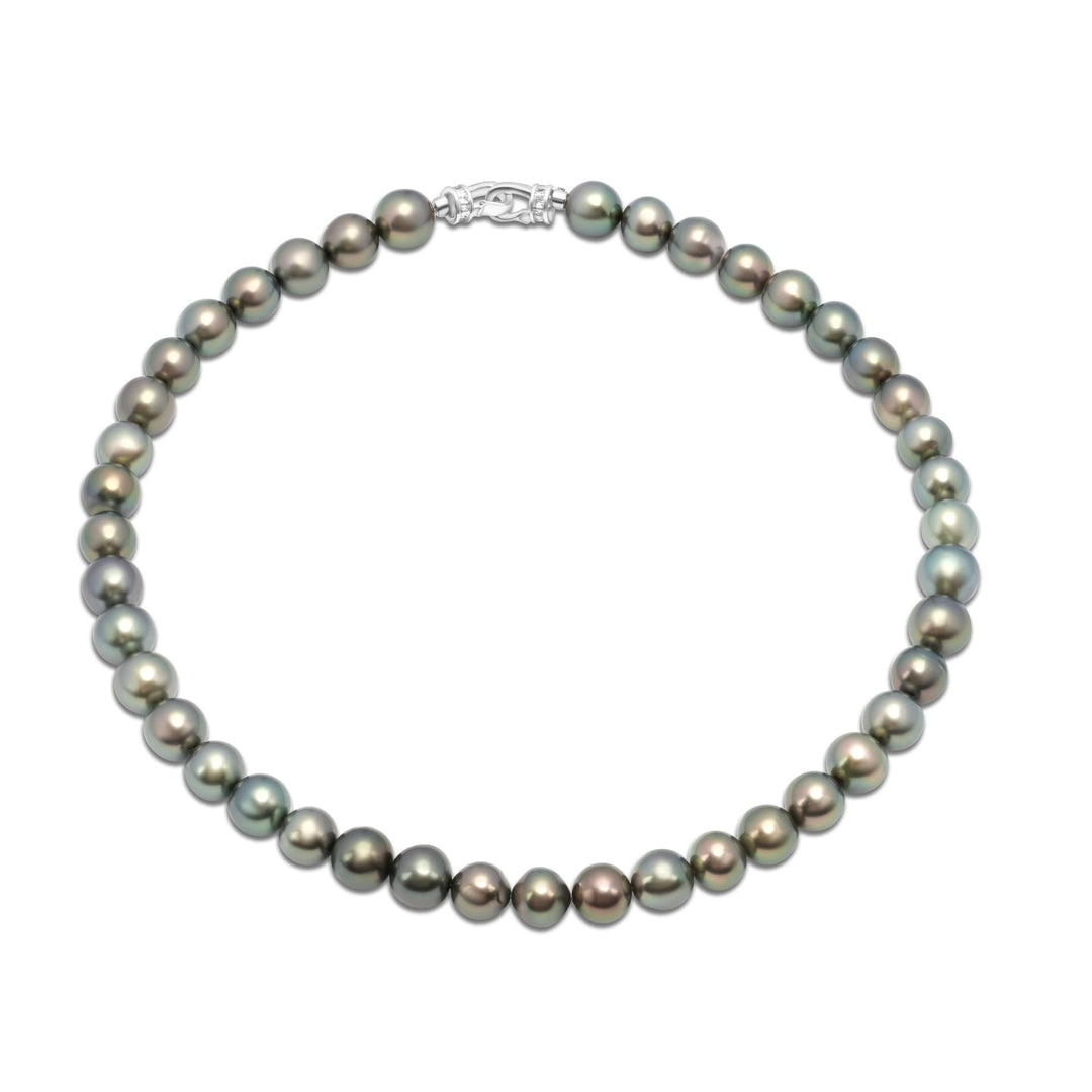 Exquisite Tahitian Pearl Necklace with 42 Handpicked Green Pearls